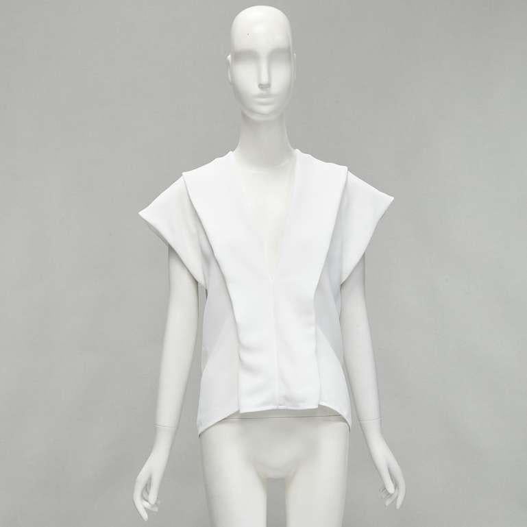 MATICEVSKI 2020 Lastingly Blouse white crepe origami pleat zip back vest AUS8  For Sale 5