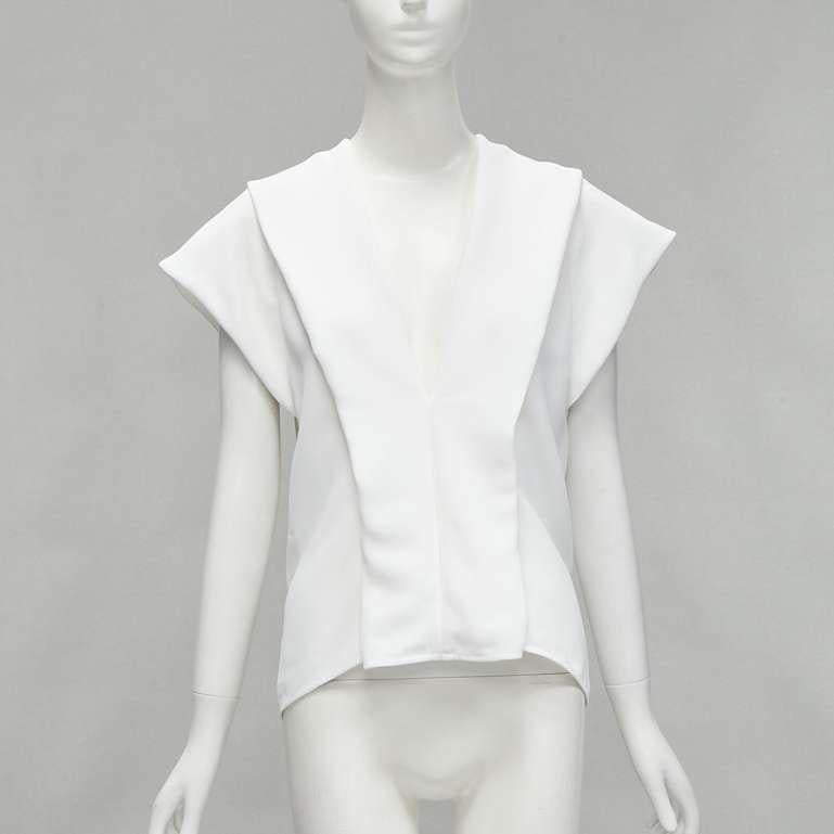 MATICEVSKI 2020 Lastingly Blouse white crepe origami pleat zip back vest AUS8  For Sale 6