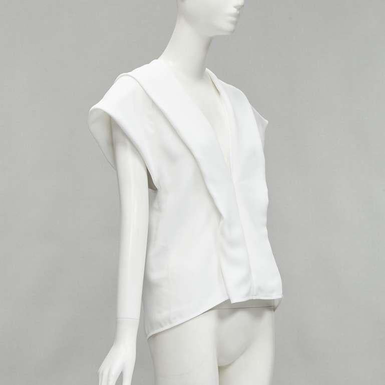 Gray MATICEVSKI 2020 Lastingly Blouse white crepe origami pleat zip back vest AUS8  For Sale