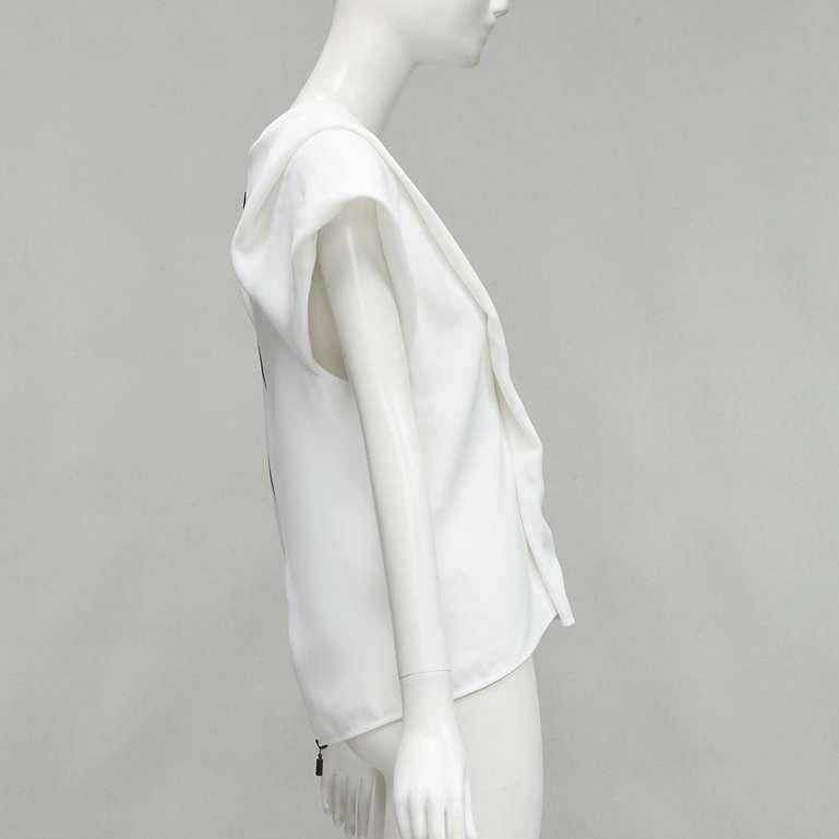 MATICEVSKI 2020 Lastingly Blouse white crepe origami pleat zip back vest AUS8  In Excellent Condition For Sale In Hong Kong, NT