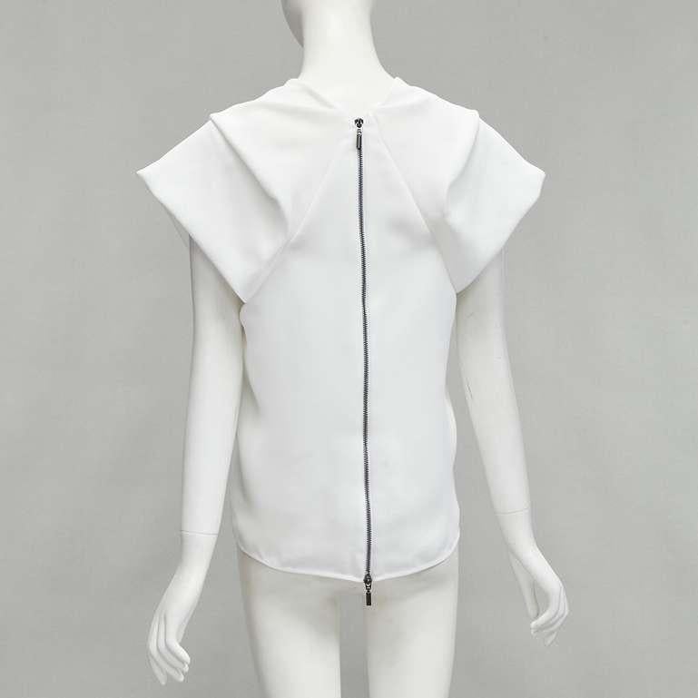 Women's MATICEVSKI 2020 Lastingly Blouse white crepe origami pleat zip back vest AUS8  For Sale