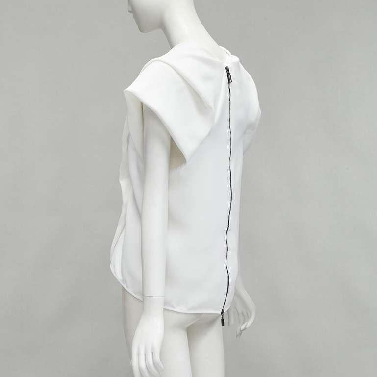 MATICEVSKI 2020 Lastingly Blouse white crepe origami pleat zip back vest AUS8  For Sale 1