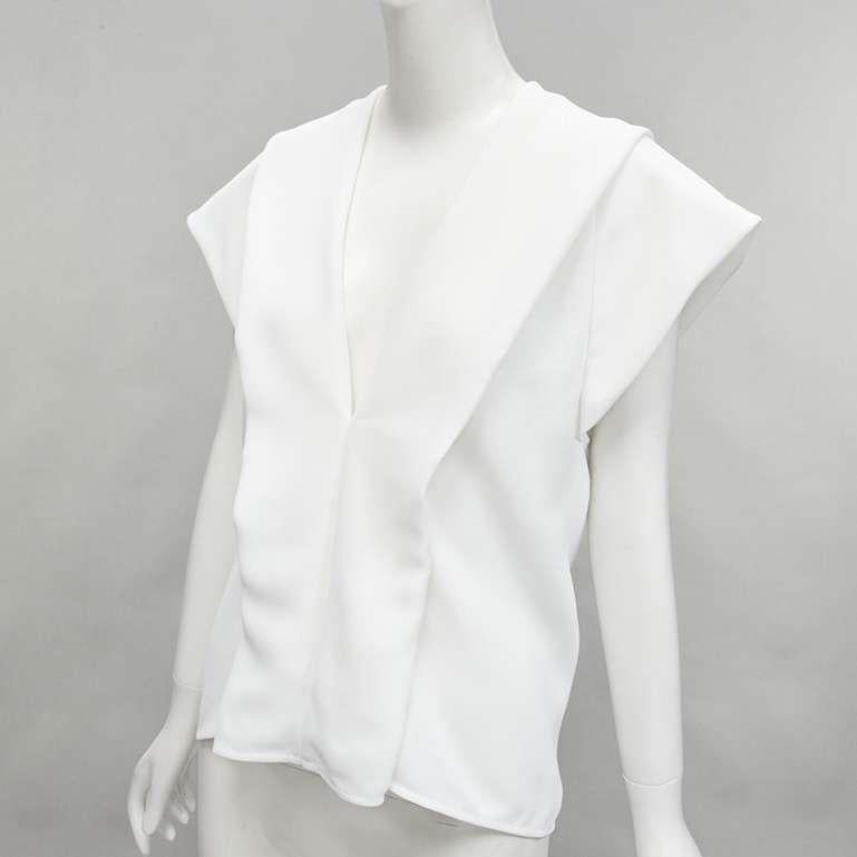 MATICEVSKI 2020 Lastingly Blouse white crepe origami pleat zip back vest AUS8  For Sale 2