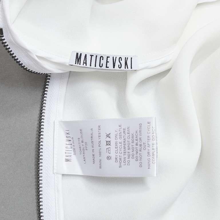 MATICEVSKI 2020 Lastingly Blouse white crepe origami pleat zip back vest AUS8  For Sale 4