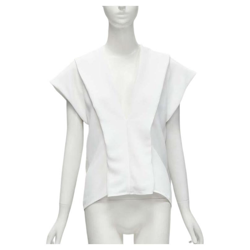 MATICEVSKI 2020 Lastingly Blouse white crepe origami pleat zip back vest AUS8  For Sale