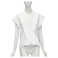 MATICEVSKI 2020 Lastingly Blouse white crepe origami pleat zip back vest AUS8 