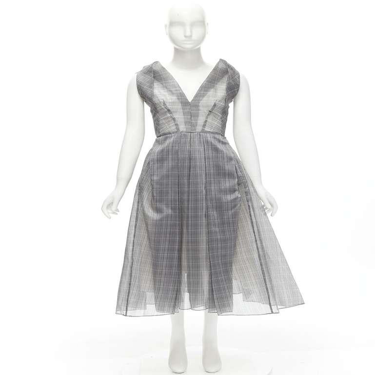 MATICEVSKI 2020 Mariposa silk grey checkered structural neckline dress AUS6 S 5