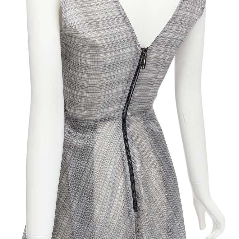 MATICEVSKI 2020 Mariposa silk grey checkered structural neckline dress AUS6 S For Sale 2