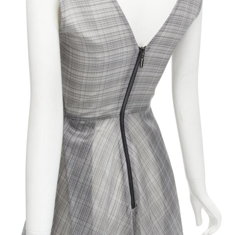 MATICEVSKI 2020 Mariposa silk grey checkered structural neckline dress AUS6 S 2