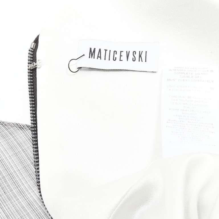 MATICEVSKI 2020 Mariposa silk grey checkered structural neckline dress AUS6 S For Sale 4