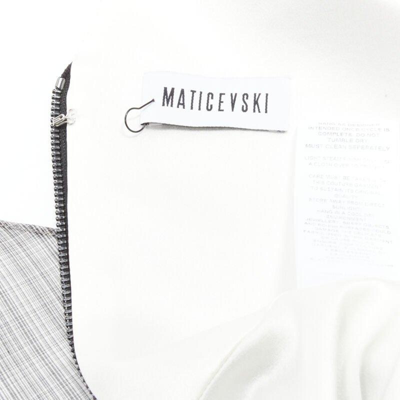 MATICEVSKI 2020 Mariposa silk grey checkered structural neckline dress AUS6 S 4