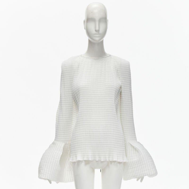 MATICEVSKI 2021 Curve top blanc plissé à ourlet large et évasé AUS8 M en vente 5