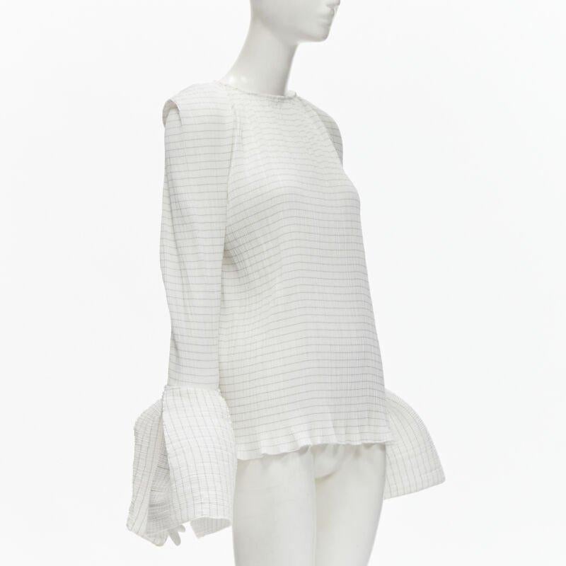 Gris MATICEVSKI 2021 Curve top blanc plissé à ourlet large et évasé AUS8 M en vente