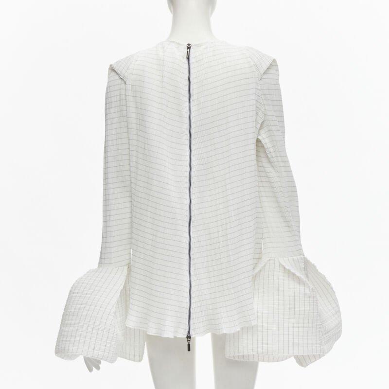 MATICEVSKI 2021 Curve top blanc plissé à ourlet large et évasé AUS8 M Pour femmes en vente