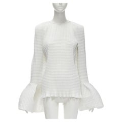 MATICEVSKI 2021 Curve top blanc plissé à ourlet large et évasé AUS8 M