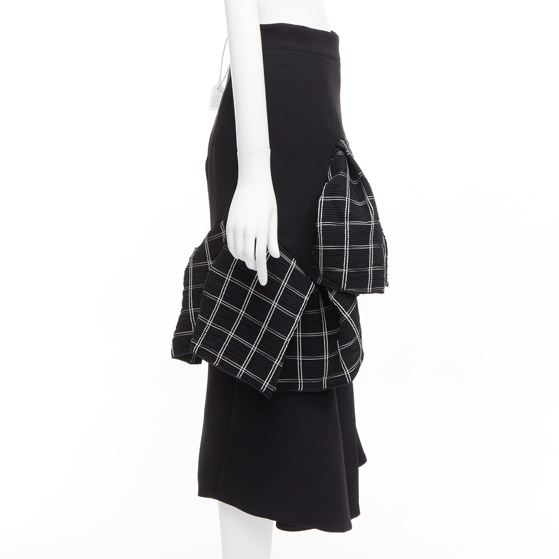 MATICEVSKI 2021 Emblazon black white checked pleats ruffle skirt AU10 L In Excellent Condition In Hong Kong, NT