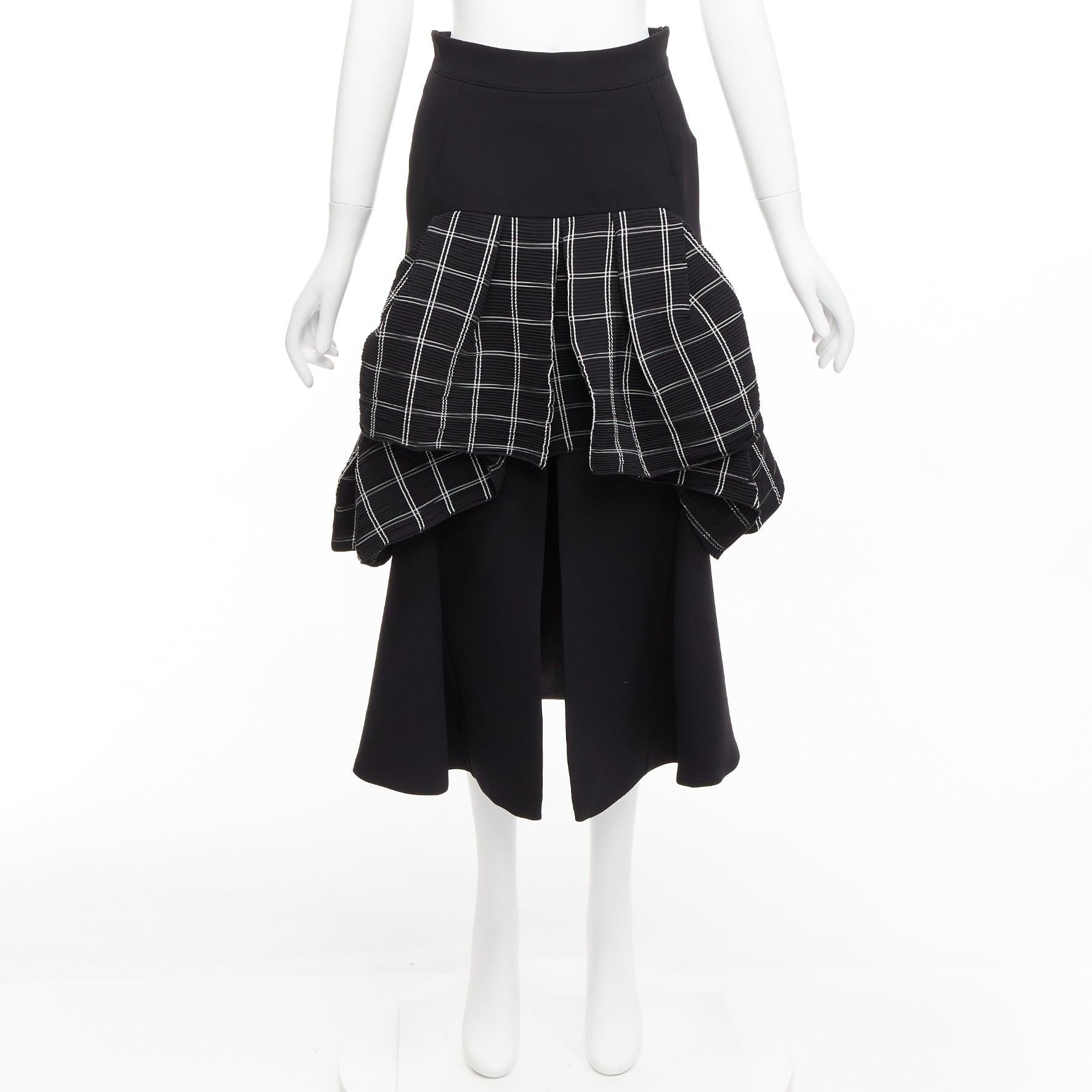 MATICEVSKI 2021 Emblazon black white checked pleats ruffle skirt AU10 L 5