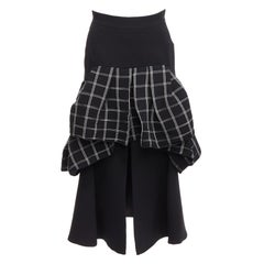 MATICEVSKI 2021 Emblazon black white checked pleats ruffle skirt AU10 L