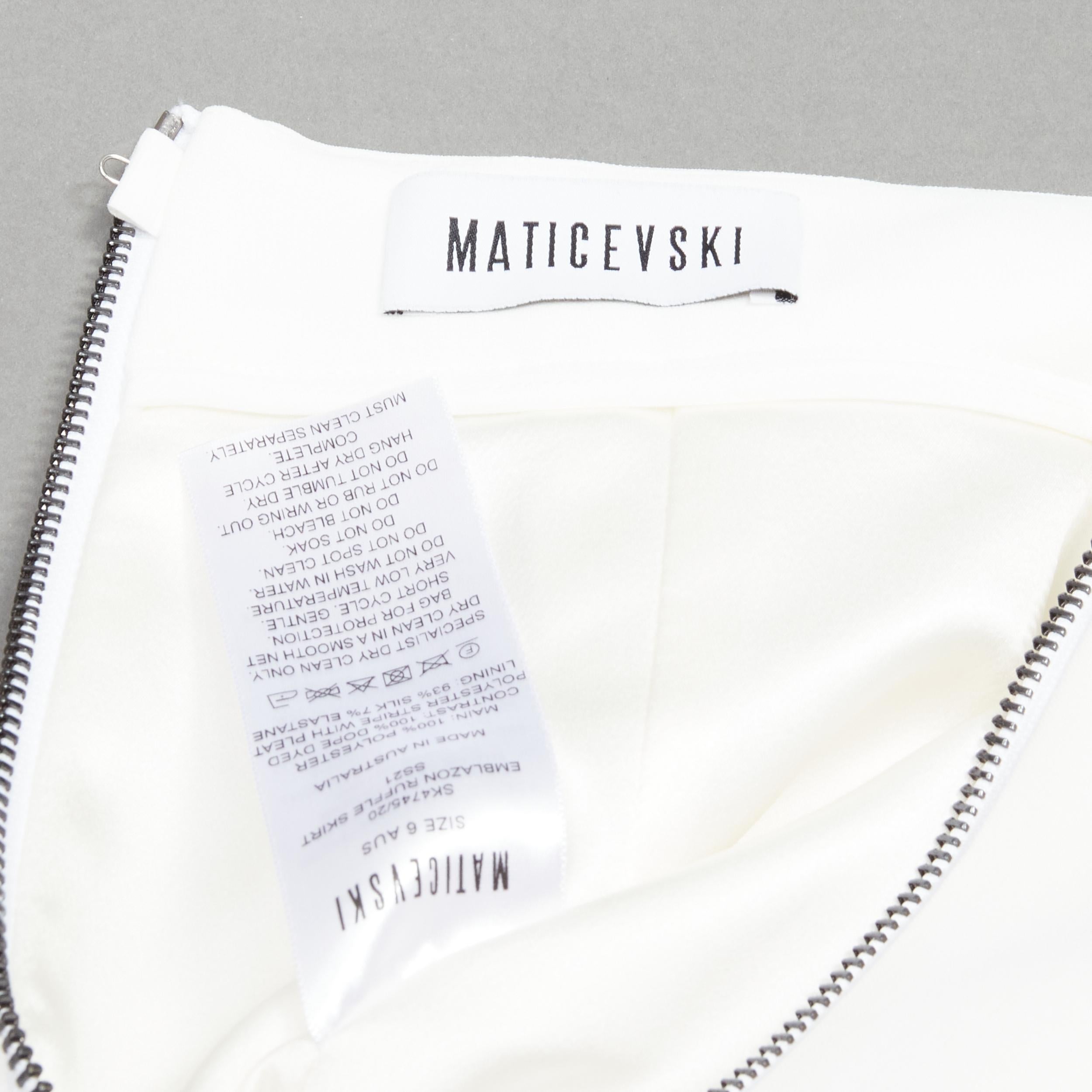 MATICEVSKI 2021 Emblazon Ruffle white pleated check peplum skirt AUS6 S 5