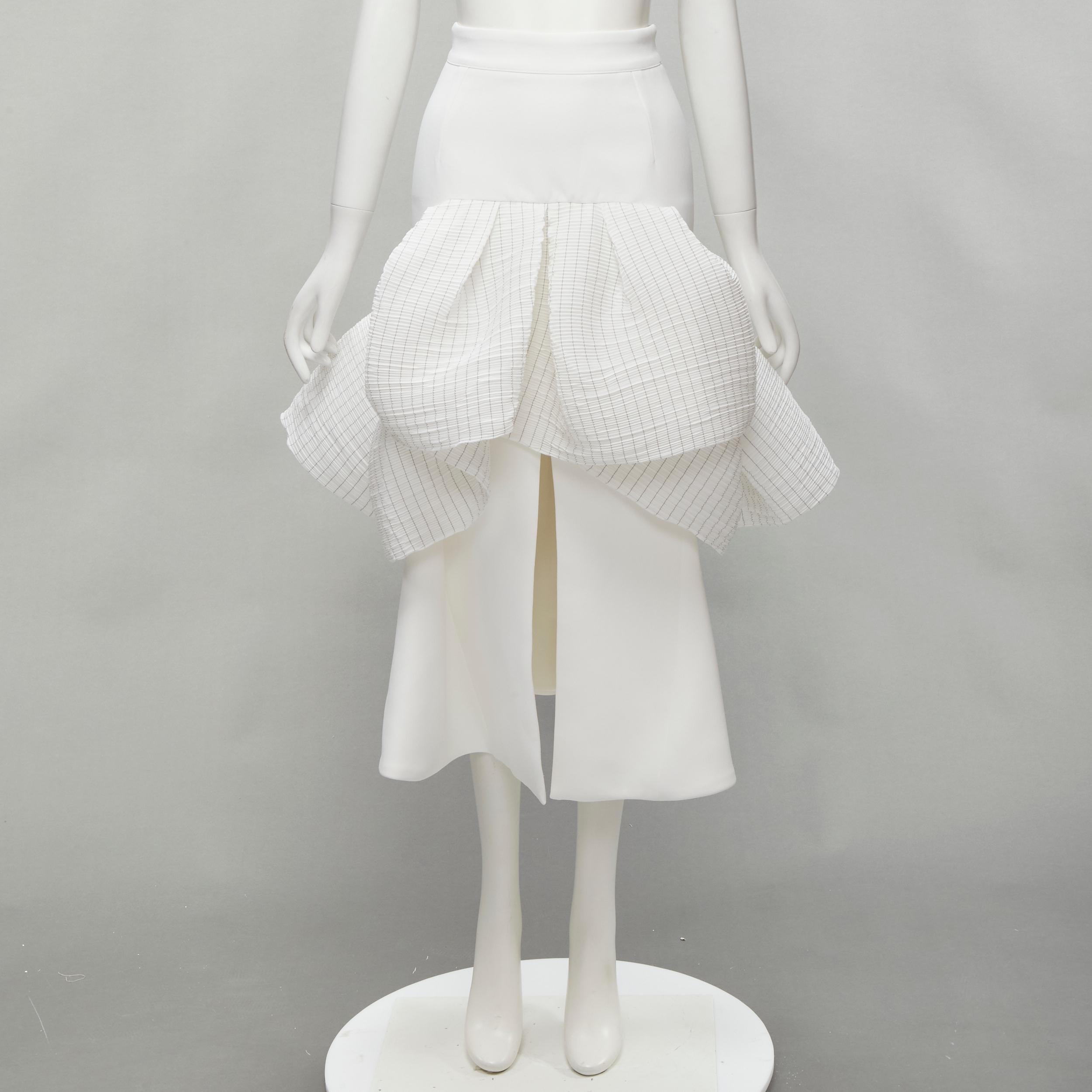MATICEVSKI 2021 Emblazon Ruffle white pleated check peplum skirt AUS6 S 6