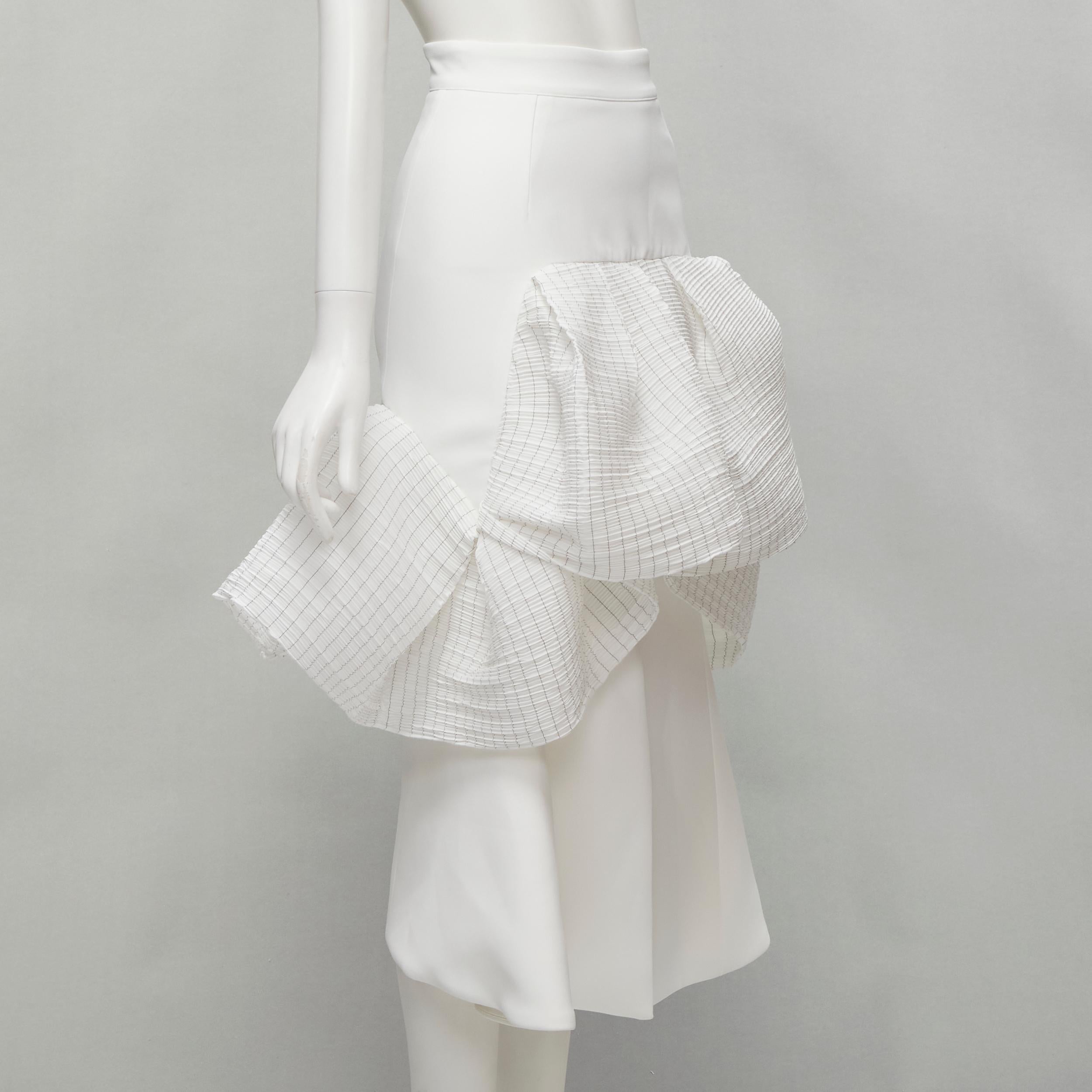 Gray MATICEVSKI 2021 Emblazon Ruffle white pleated check peplum skirt AUS6 S