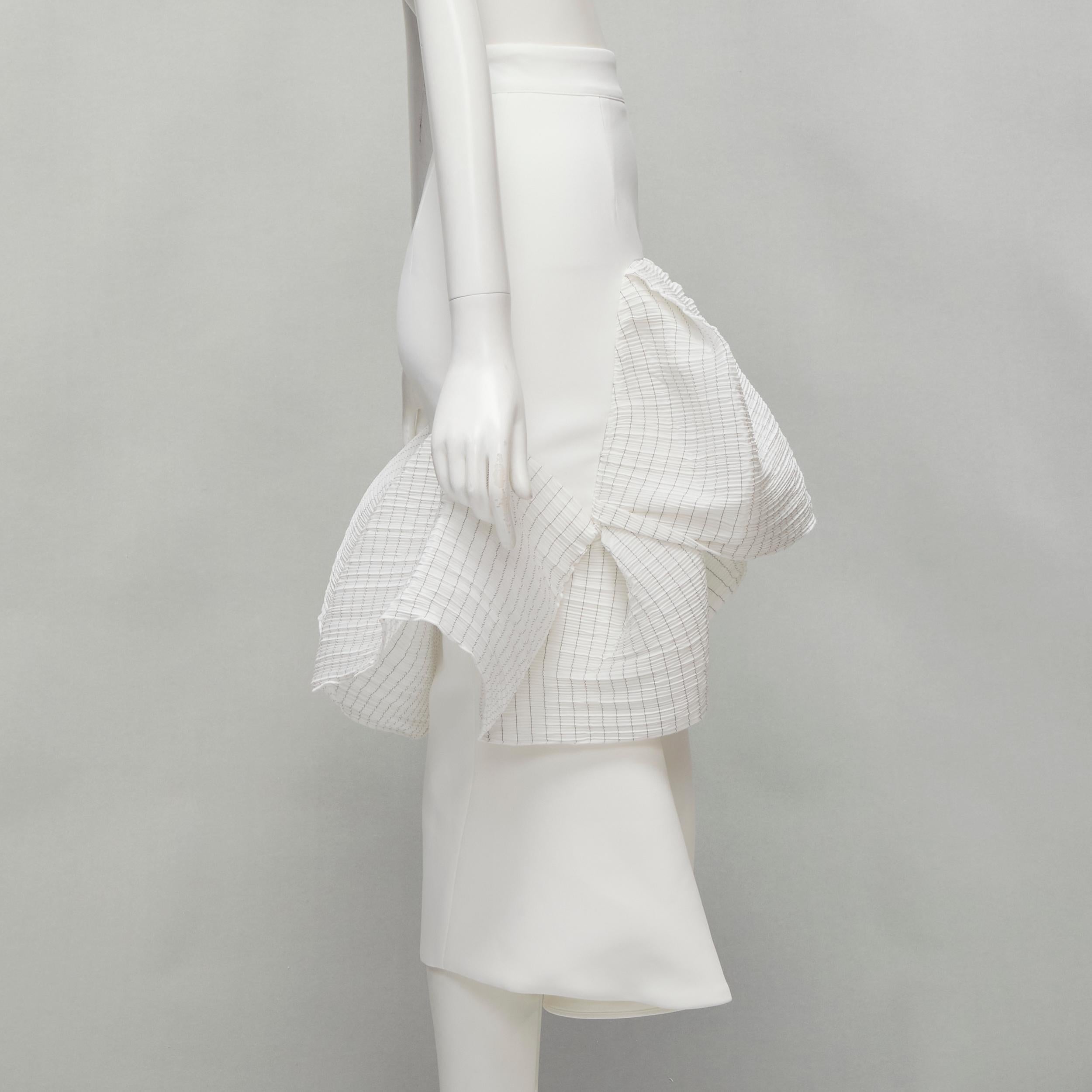 MATICEVSKI 2021 Emblazon Ruffle white pleated check peplum skirt AUS6 S In Good Condition In Hong Kong, NT