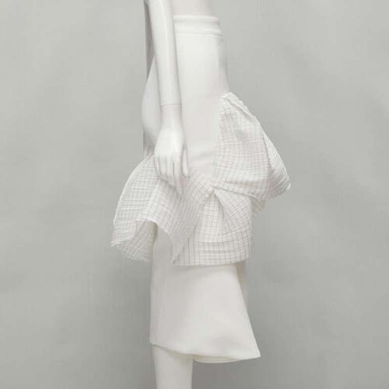 MATICEVSKI 2021 Emblazon Ruffle white pleated check peplum skirt AUS6 S In Excellent Condition For Sale In Hong Kong, NT