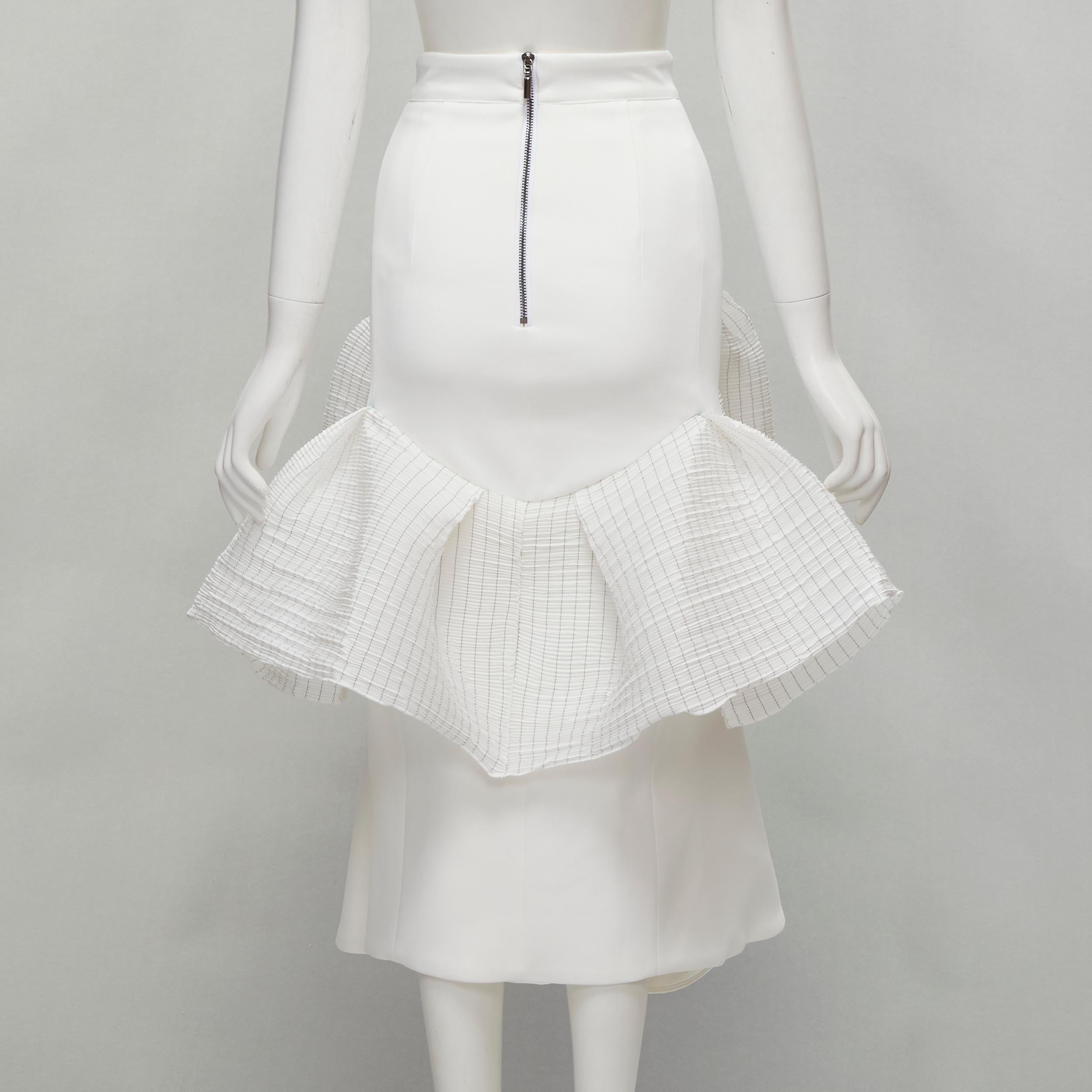 Women's MATICEVSKI 2021 Emblazon Ruffle white pleated check peplum skirt AUS6 S