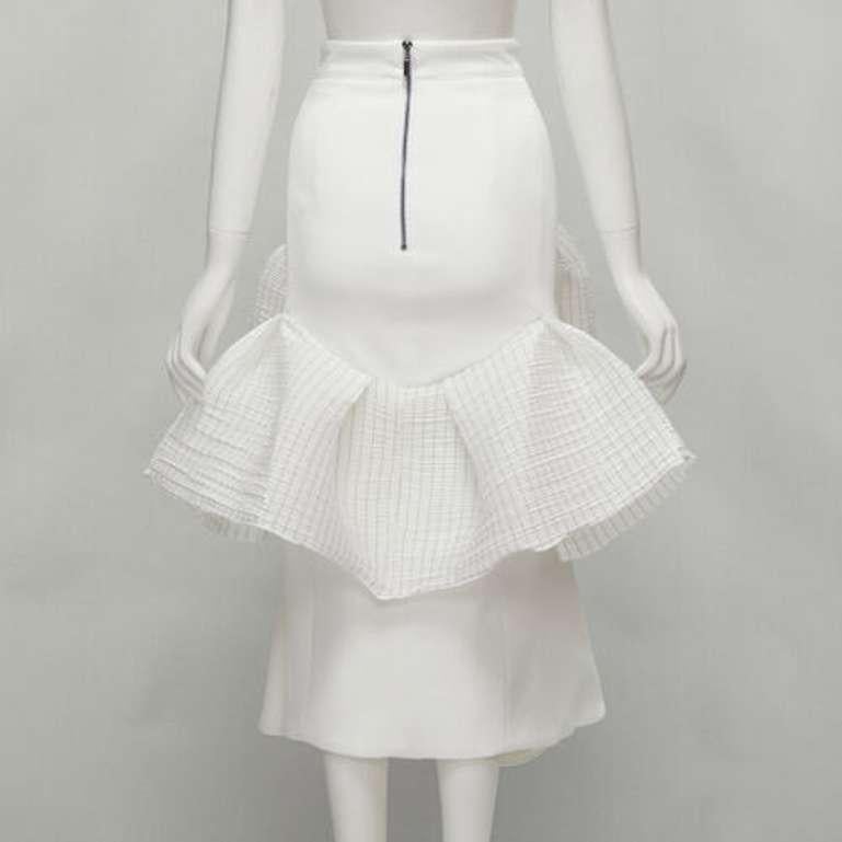 Women's MATICEVSKI 2021 Emblazon Ruffle white pleated check peplum skirt AUS6 S For Sale