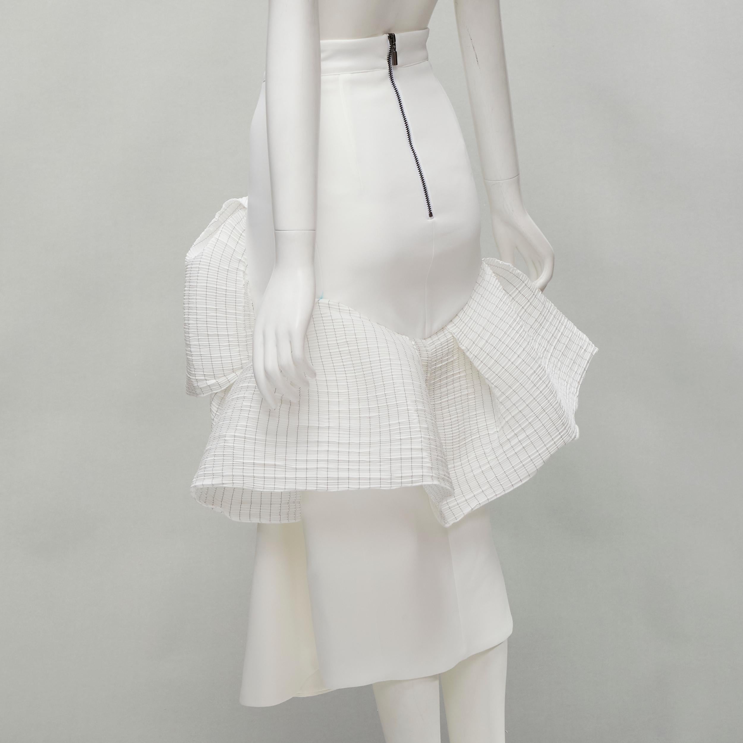 MATICEVSKI 2021 Emblazon Ruffle white pleated check peplum skirt AUS6 S 1
