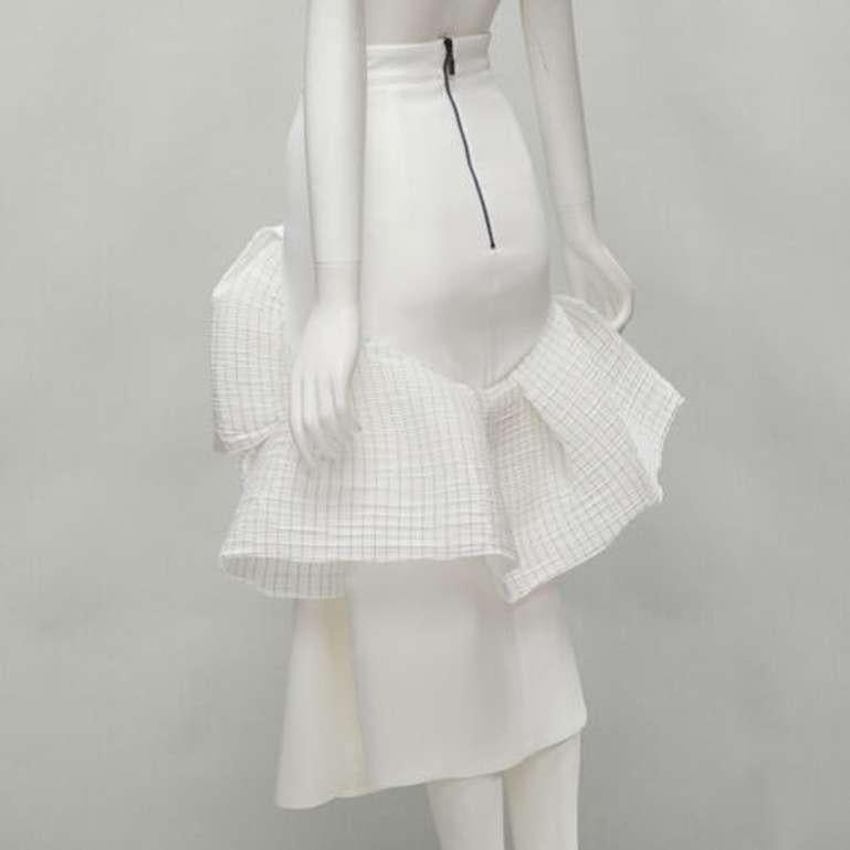 MATICEVSKI 2021 Emblazon Ruffle white pleated check peplum skirt AUS6 S For Sale 1