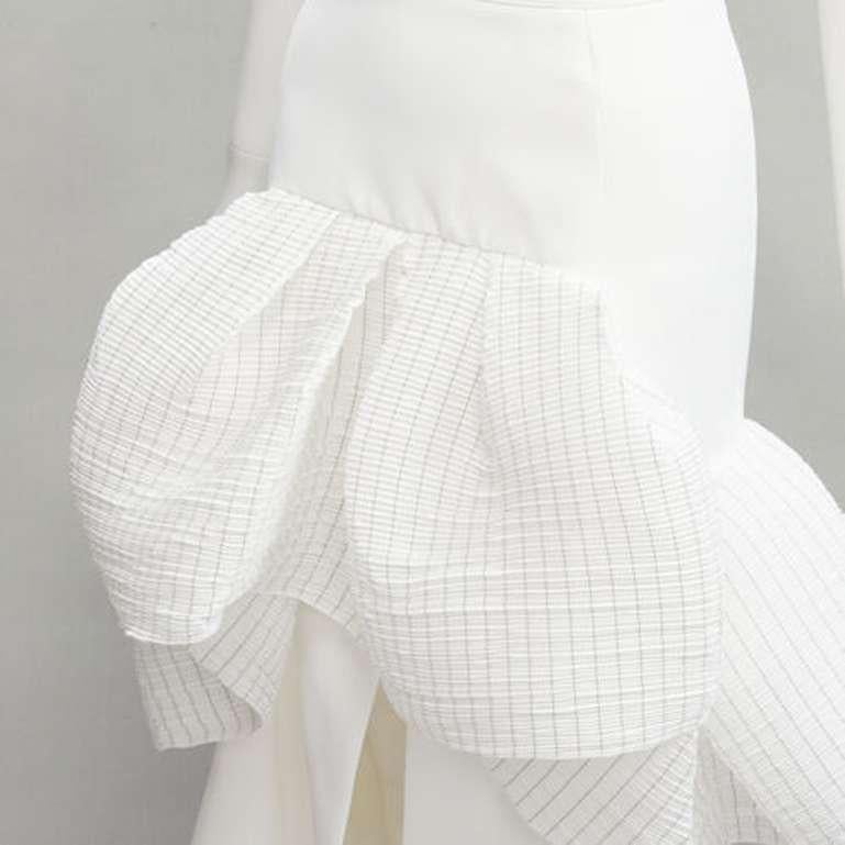 MATICEVSKI 2021 Emblazon Ruffle white pleated check peplum skirt AUS6 S For Sale 2