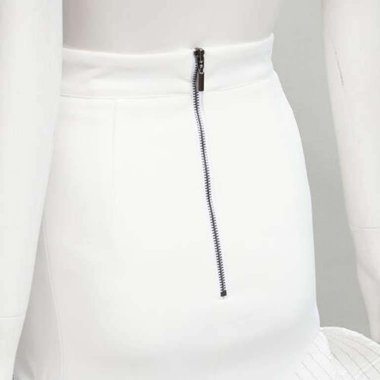 MATICEVSKI 2021 Emblazon Ruffle white pleated check peplum skirt AUS6 S For Sale 3