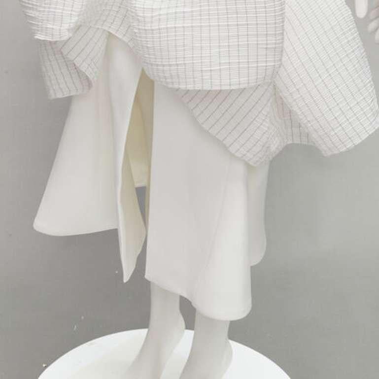 MATICEVSKI 2021 Emblazon Ruffle white pleated check peplum skirt AUS6 S For Sale 4