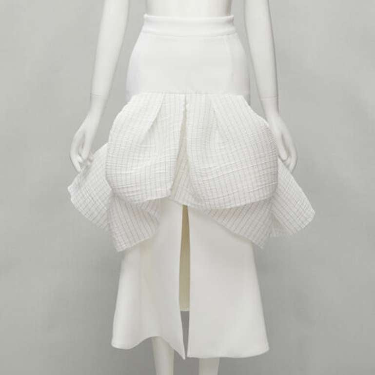 MATICEVSKI 2021 Emblazon Ruffle white pleated check peplum skirt AUS6 S For Sale