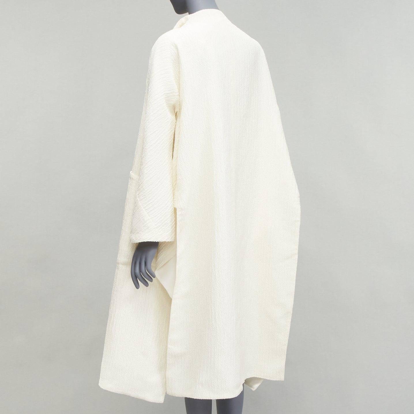 Women's MATICEVSKI 2021 Prestige cream 3D collar pocketed side slit coat AUS10 S For Sale