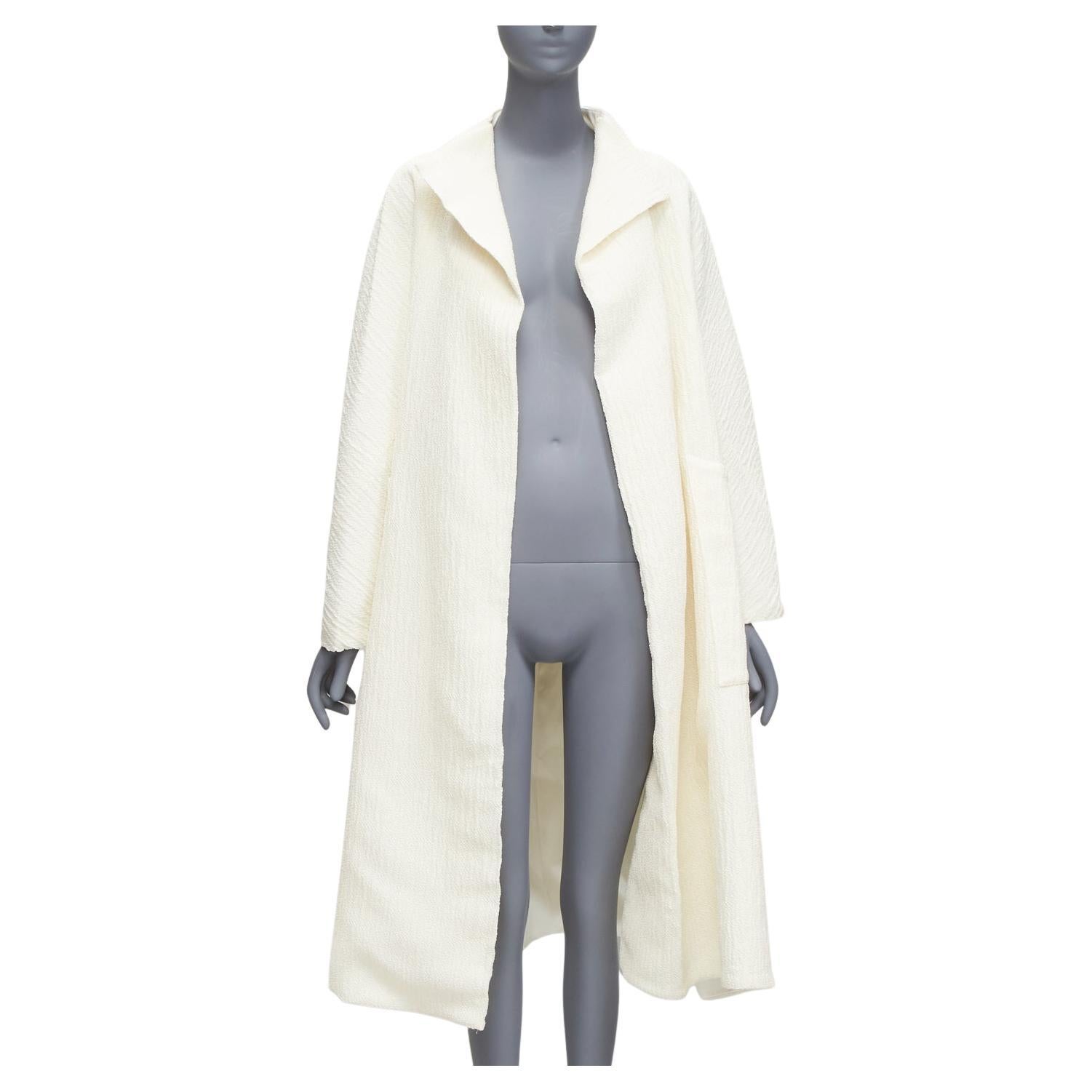 MATICEVSKI 2021 Prestige cream 3D collar pocketed side slit coat AUS10 S For Sale