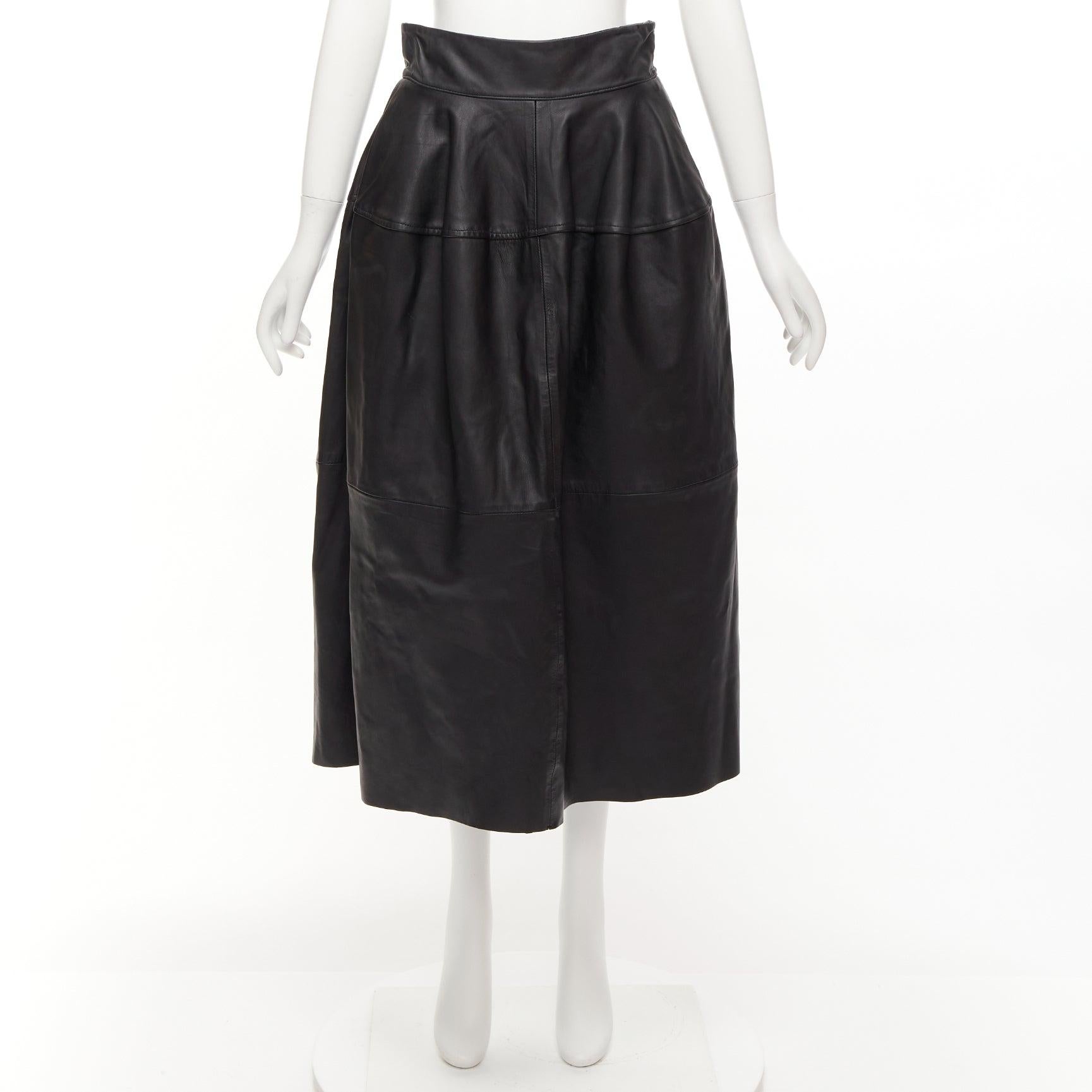 MATICEVSKI 2021 Tavolara leather rounded hip silhouette midi skirt AUS10 M For Sale 5
