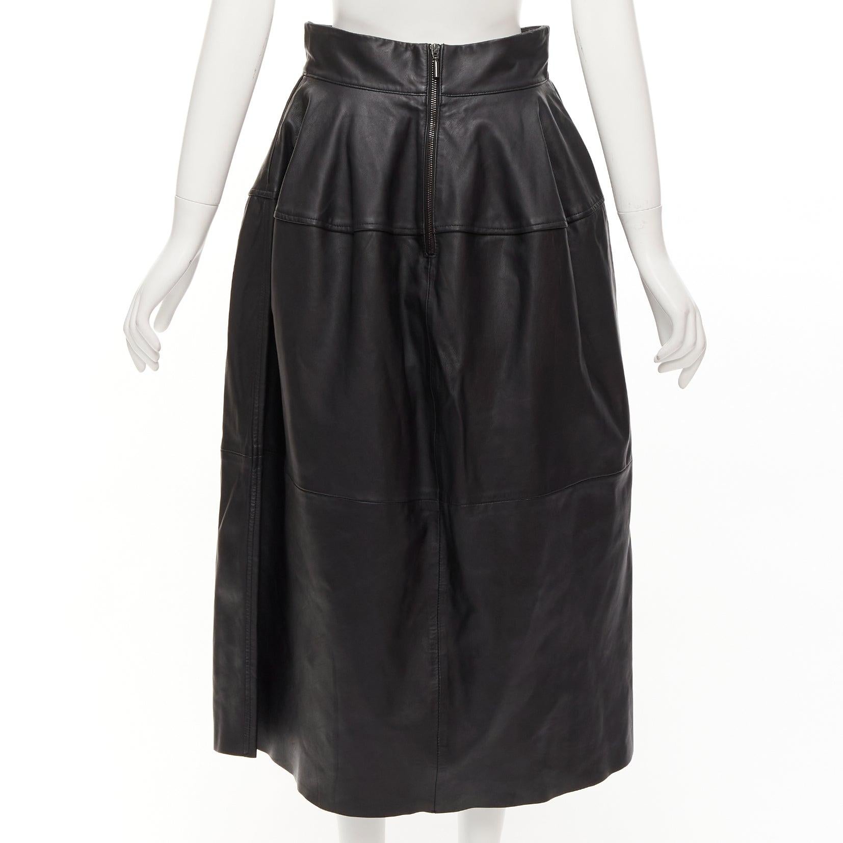 Women's MATICEVSKI 2021 Tavolara leather rounded hip silhouette midi skirt AUS10 M For Sale