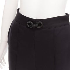 MATICEVSKI 2022 Considerate black metal chain bow buckle wide leg pants AUS10 M