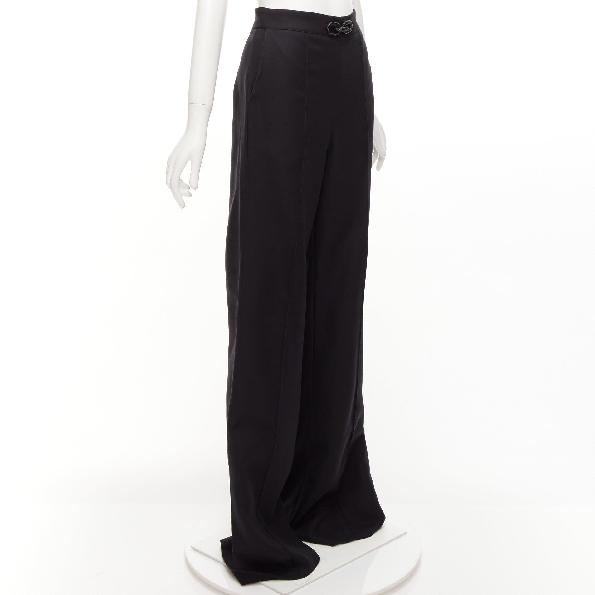 Black MATICEVSKI 2022 Considerate black metal chain bow buckle wide leg pants AUS10 M For Sale