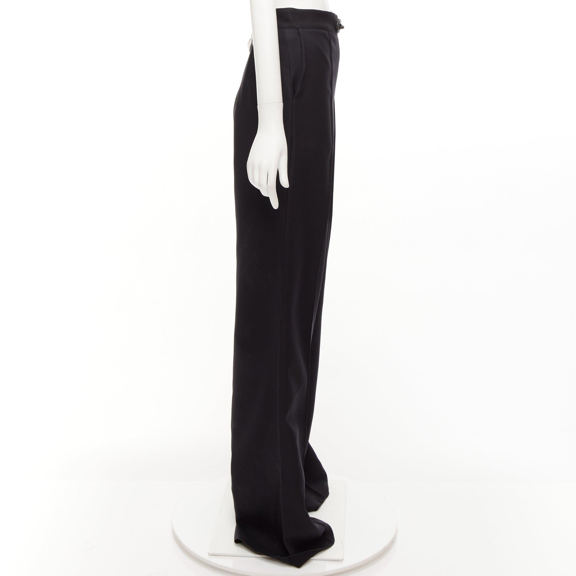 MATICEVSKI 2022 Considerate black metal chain bow buckle wide leg pants AUS10 M In Excellent Condition For Sale In Hong Kong, NT