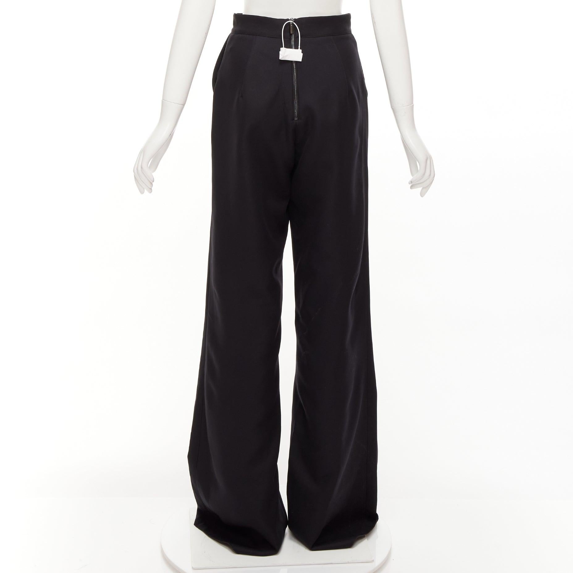Women's MATICEVSKI 2022 Considerate black metal chain bow buckle wide leg pants AUS10 M For Sale