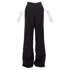 MATICEVSKI 2022 Considerate black metal chain bow buckle wide leg pants AUS10 M
