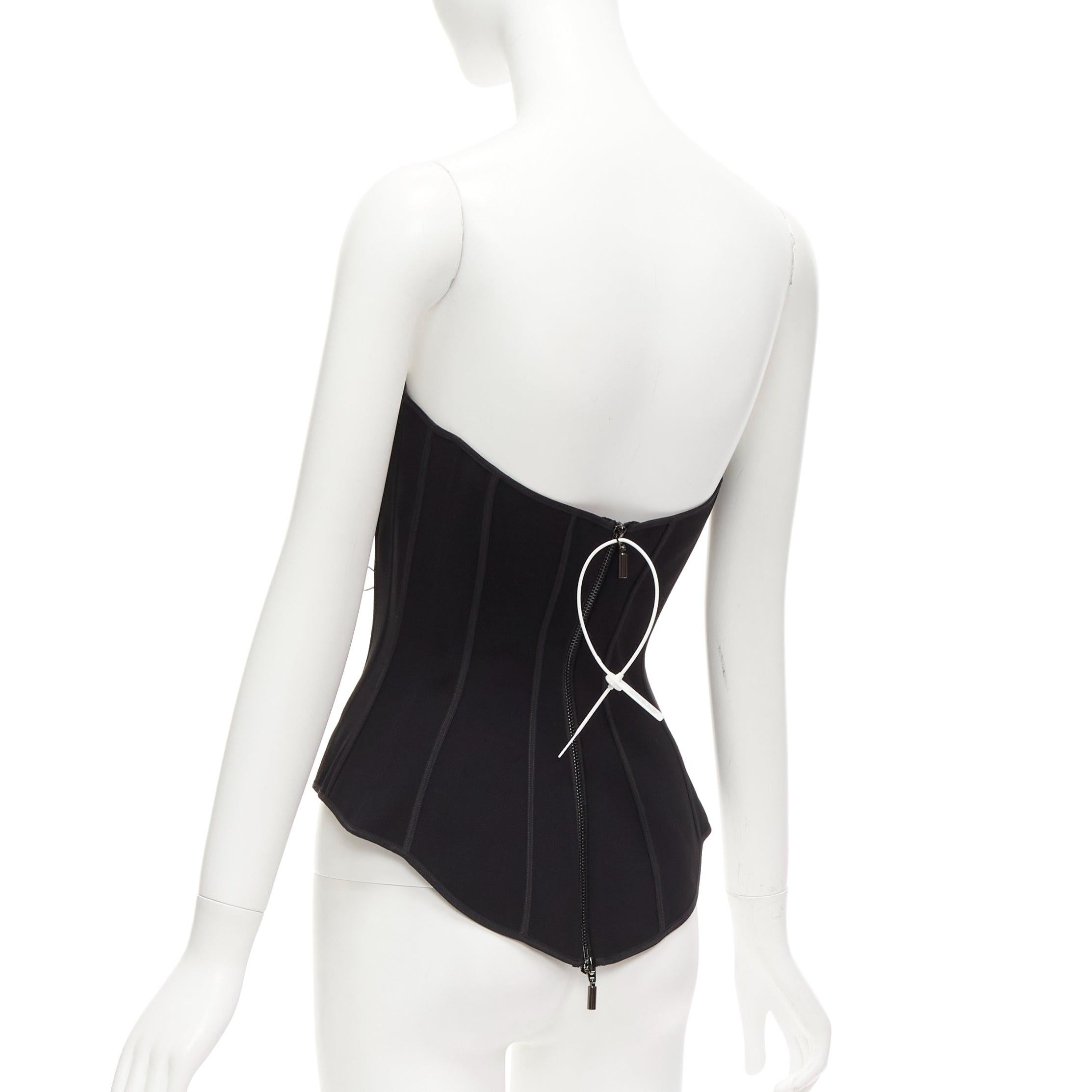 MATICEVSKI 2022 Fable Bustier schwarz Konturnaht Korsett-Oberteil mit Knochen AUS10 M im Angebot 1