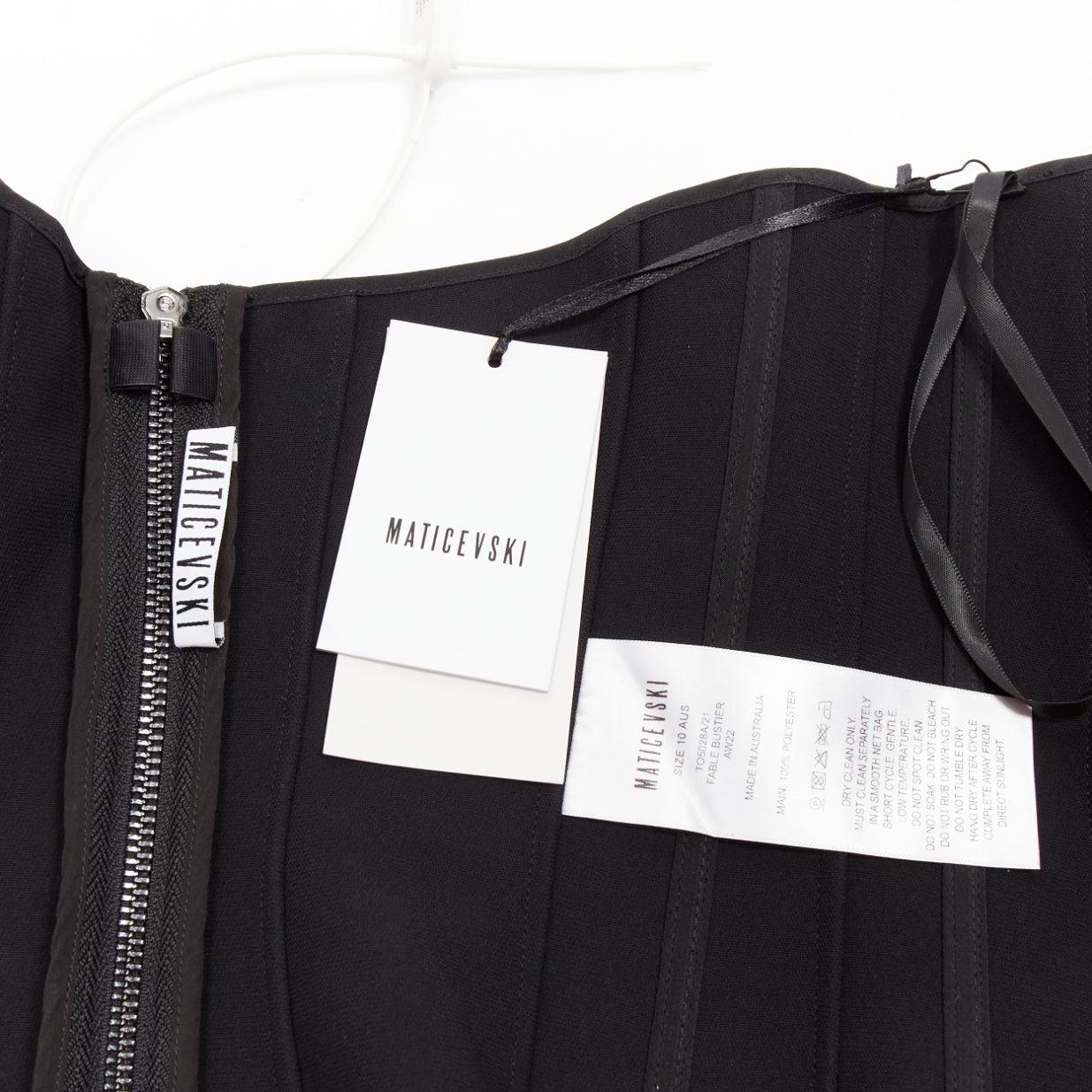 MATICEVSKI 2022 Fable Bustier black contour seam boned corset top AUS10 M For Sale 3
