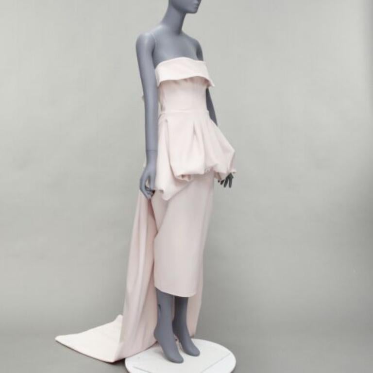 Gray MATICEVSKI 2022 Situational off white strapless peplum top gown skirt AUS10 M For Sale