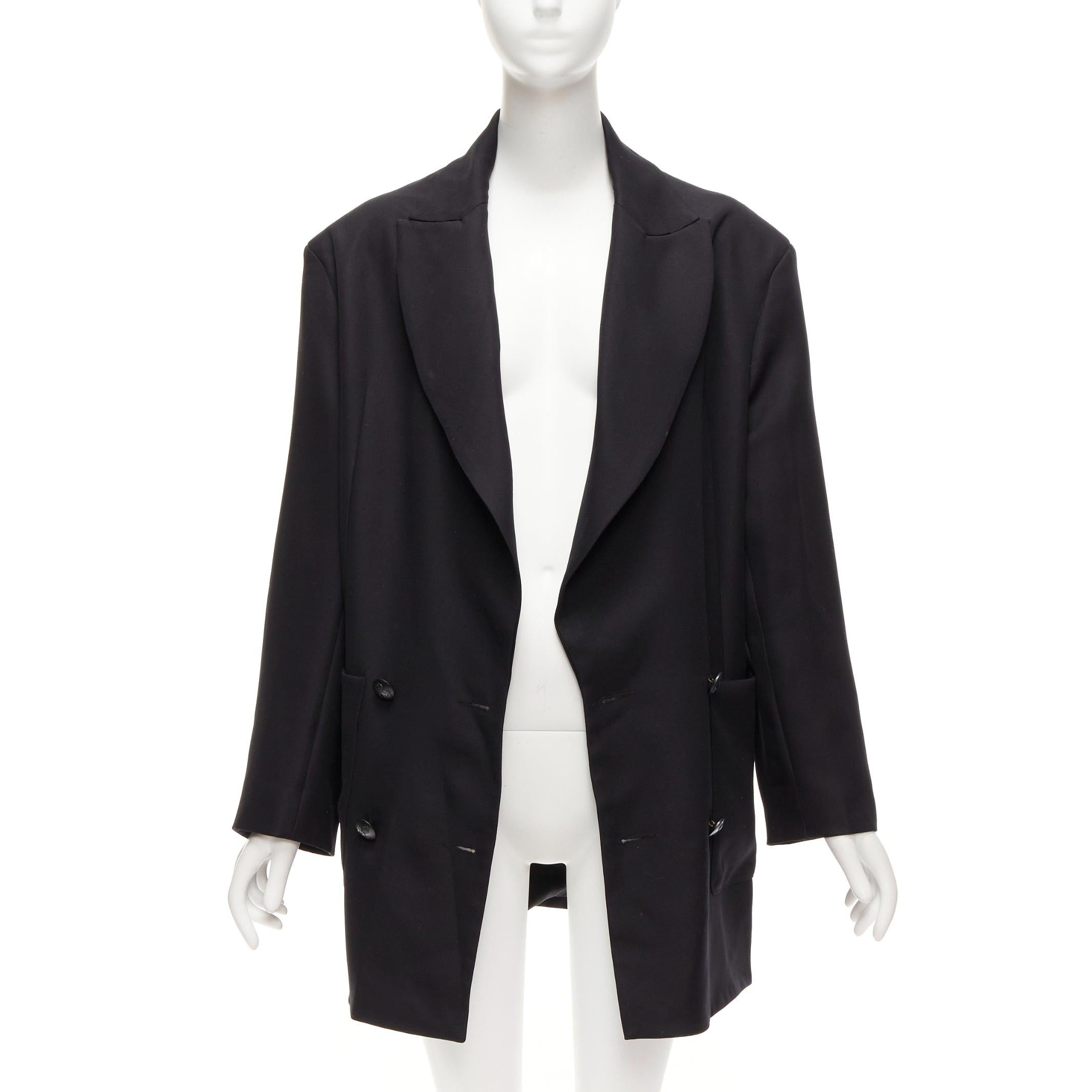 Black MATICEVSKI 2022 Territories black silk lined buttoned oversized blazer AUS8 S For Sale