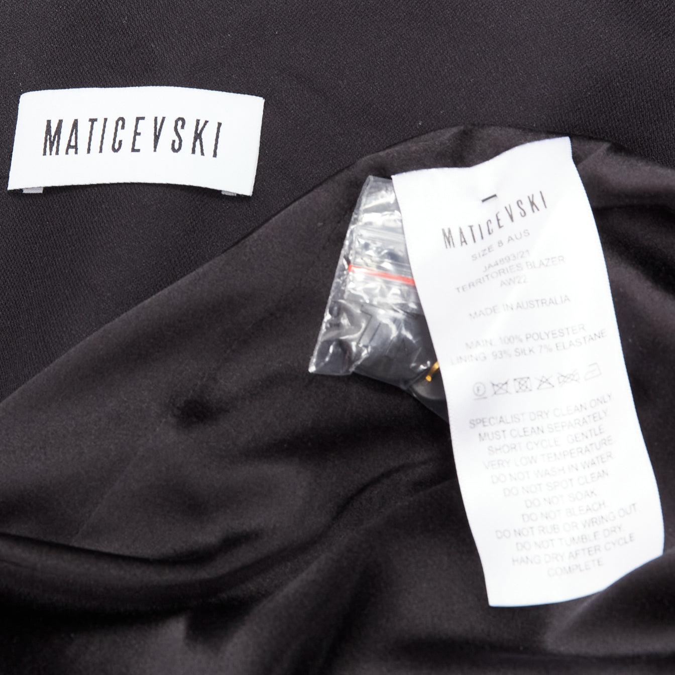 MATICEVSKI 2022 Territories black silk lined buttoned oversized blazer AUS8 S For Sale 4