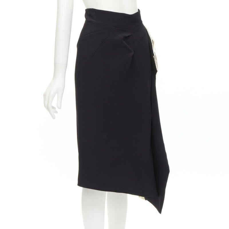 Black MATICEVSKI Alkali gold foil pleated 3D drape high waisted midi skirt AUS10 S For Sale